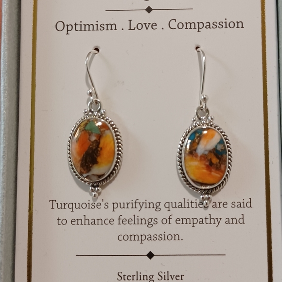 SHIVAM STERLING SILVER TURQUOISE TEARDROP EARRINGSAPPROXIMATELY 1 1/4  INCH LON - Picture 5 of 8